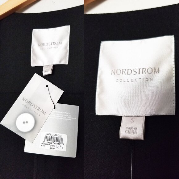 NEW Nordstrom Collection Leather Trim Ponte Knit Blazer Jacket S Black Crop $298 - Picture 8 of 16